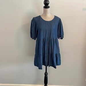 Speechless size  XL denim balloon sleeved layered ruffle dress.